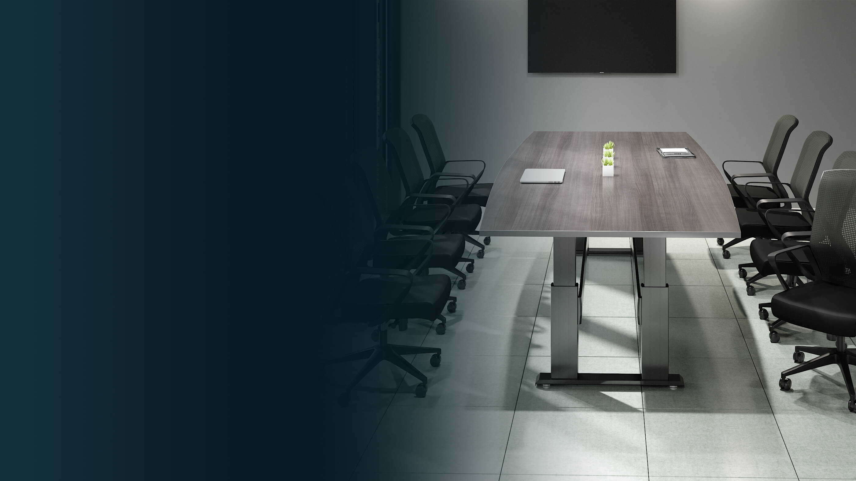 Height adjustable store conference table